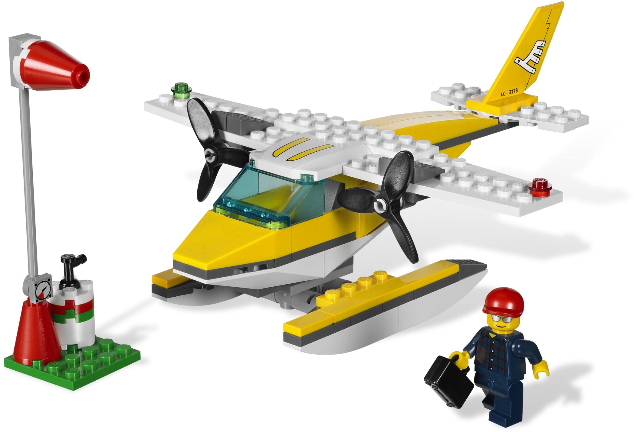 The LEGO City Seaplane with its floats and pilot minifigure