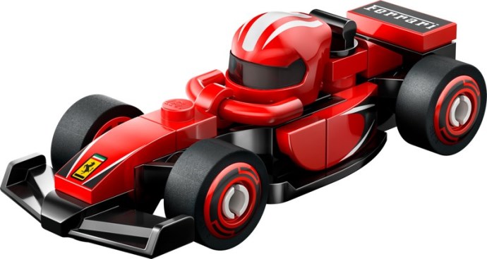 The red Ferrari miniature race car from LEGO F1 Collectibles series 71049